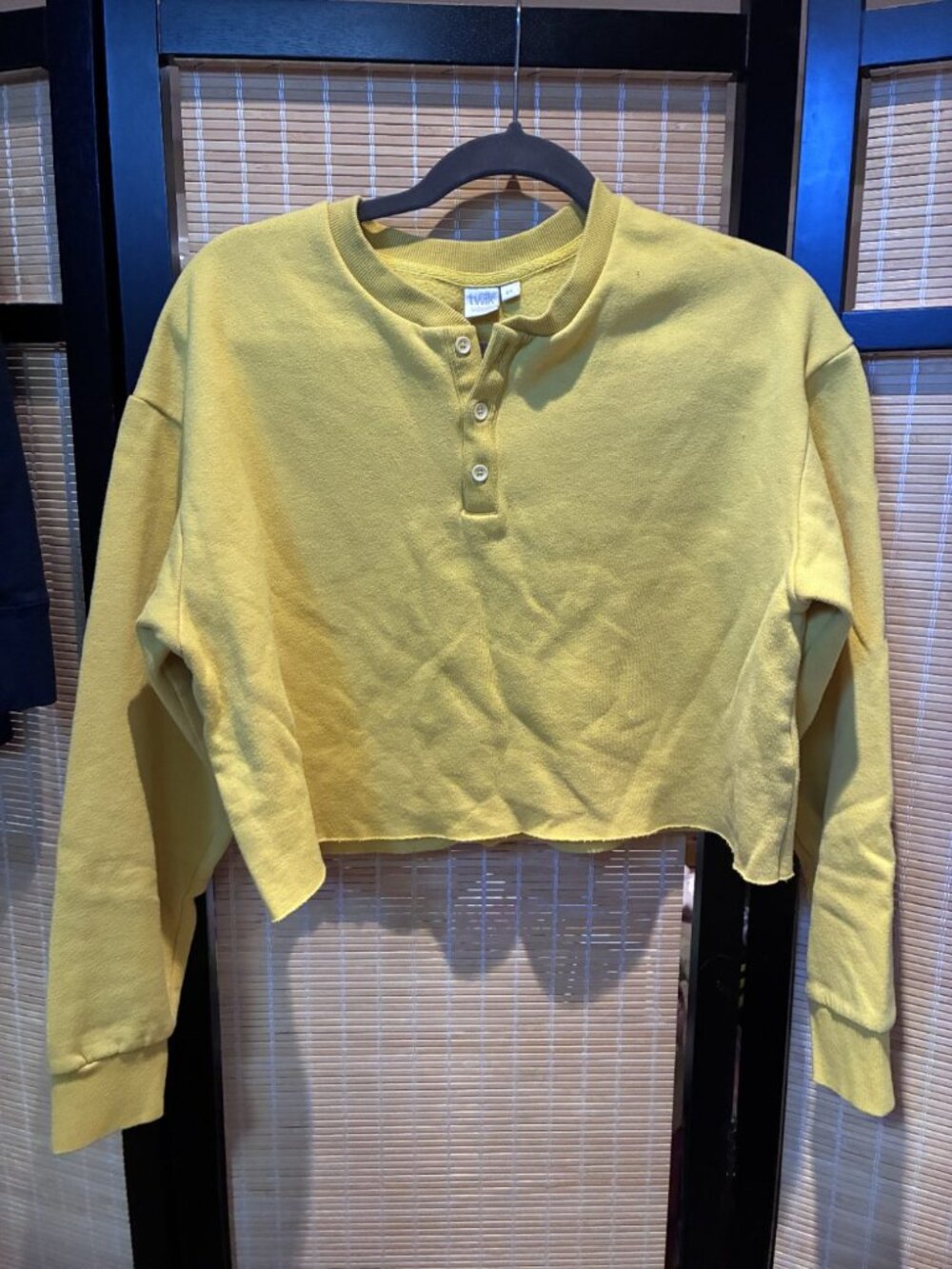 Twik Simons Yellow Cropped Henley Sweatshirt L